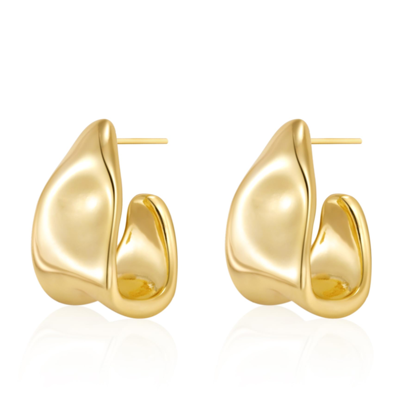 10K Złote Modne Kolczyki Sztyfty-1