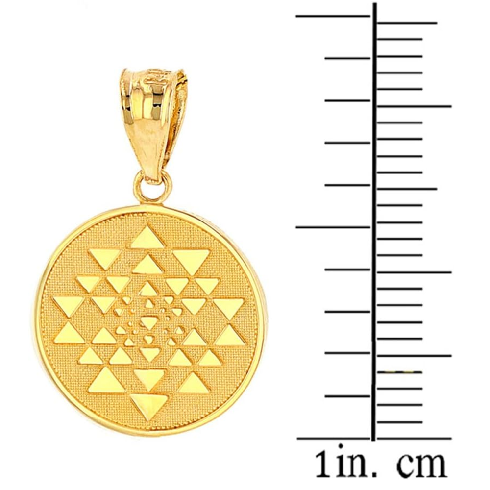 Gold Vermeil Dreieck Sri Yantra Chakra Heilige Geometrie Talisman Runde Halskette-3