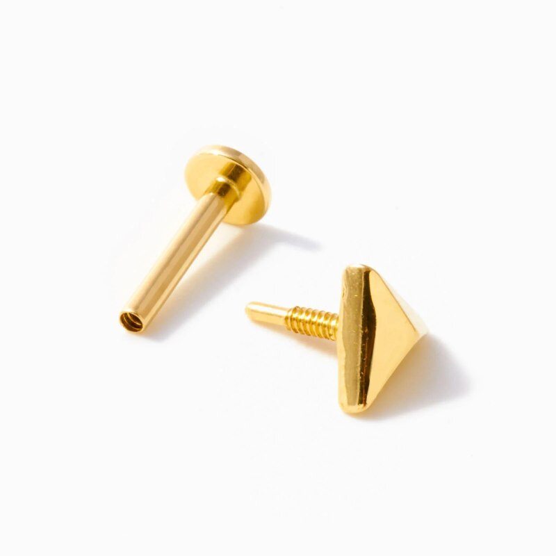 Aretes de Tachuelas Triangulares de Oro de 14 Quilates-3