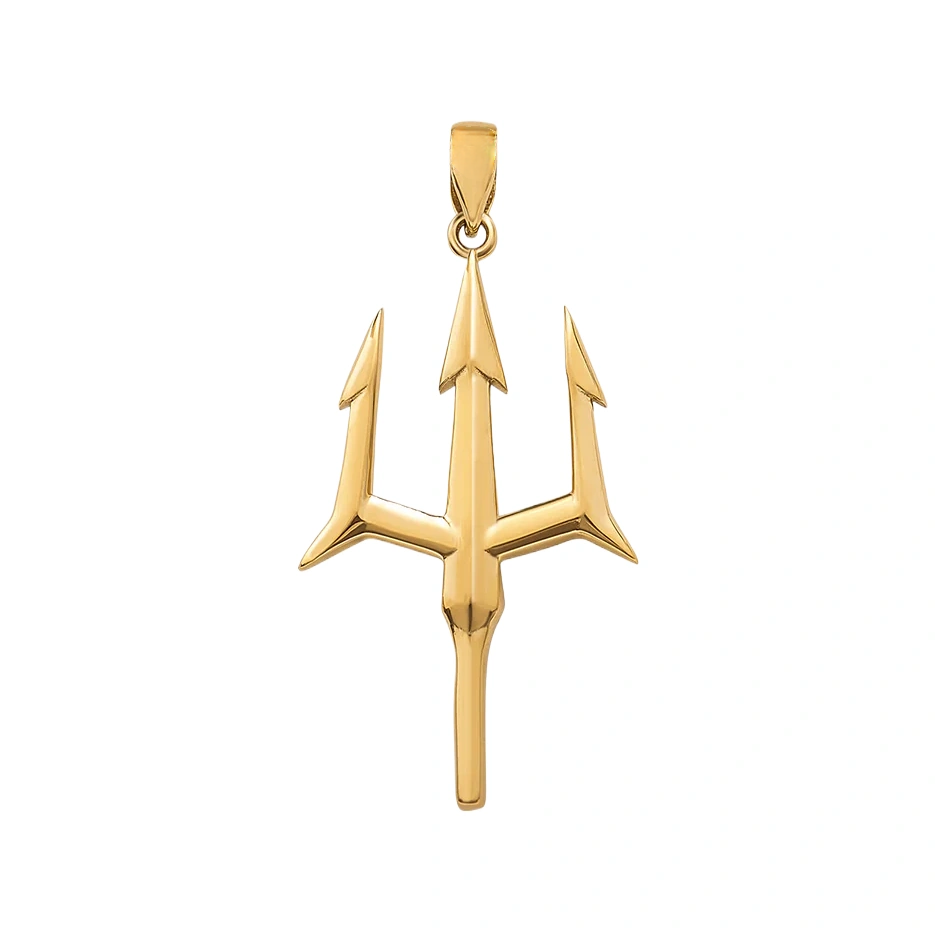 14K Gold Trident Pendant Charms-1