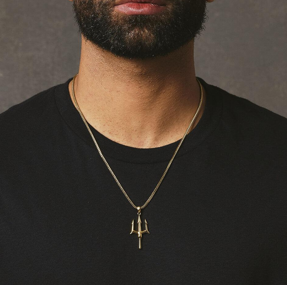 14K Gold Trident Pendant Charms-2