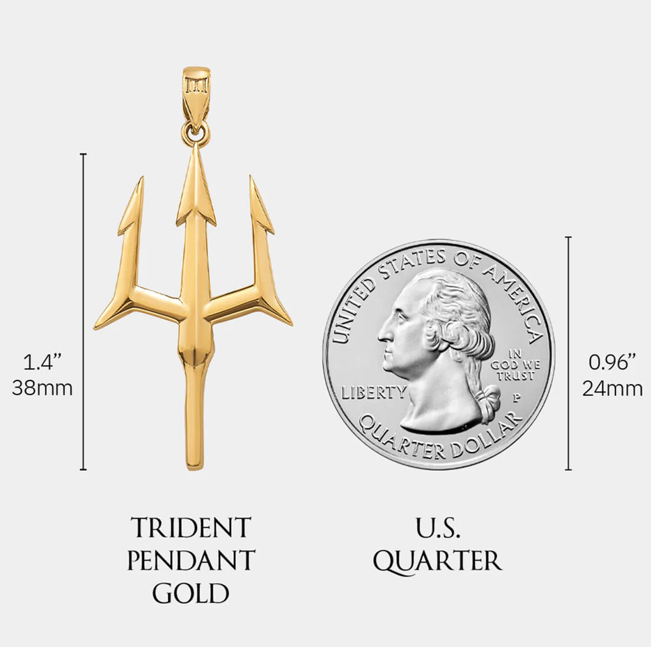 14K Gold Trident Pendant Charms-4