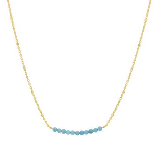 10Kゴールドターコイズビーズバーネックレス