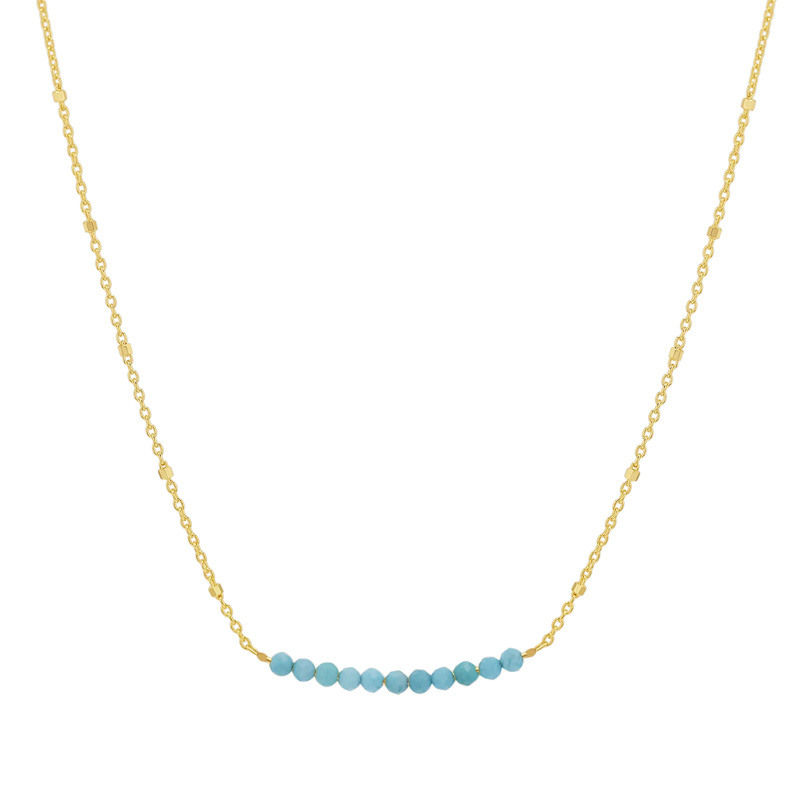 Collar de cuentas turquesa de oro de 14 quilates-1