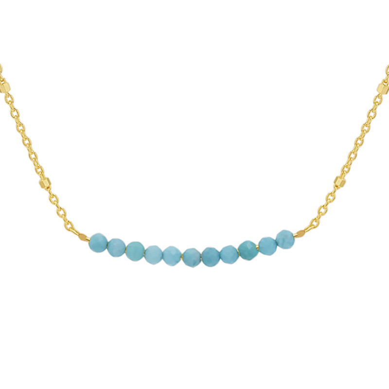Collar de cuentas turquesa de oro de 14 quilates-3