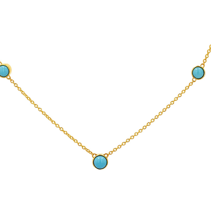 Collar de cadena de cable en turquesa de oro de 14 quilates-3