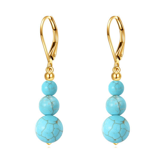 10K Gold Turquoise Drop Earrings