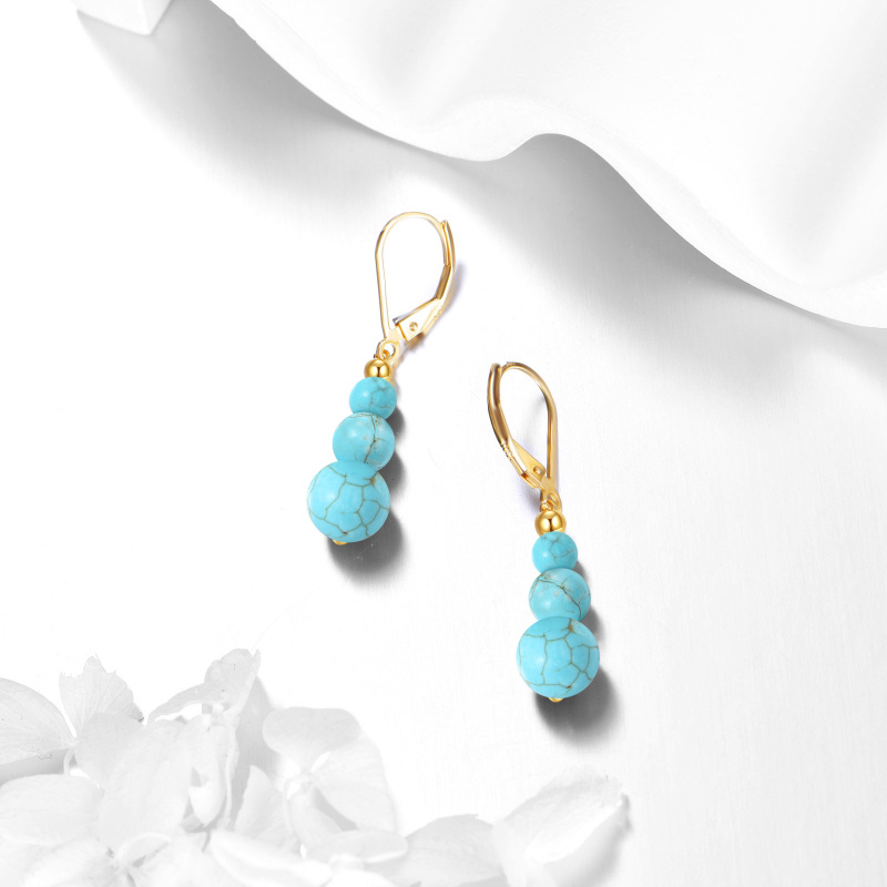 أقراط متدلية من الذهب عيار 14 قيراطًا مرصعة بالفيروز-4