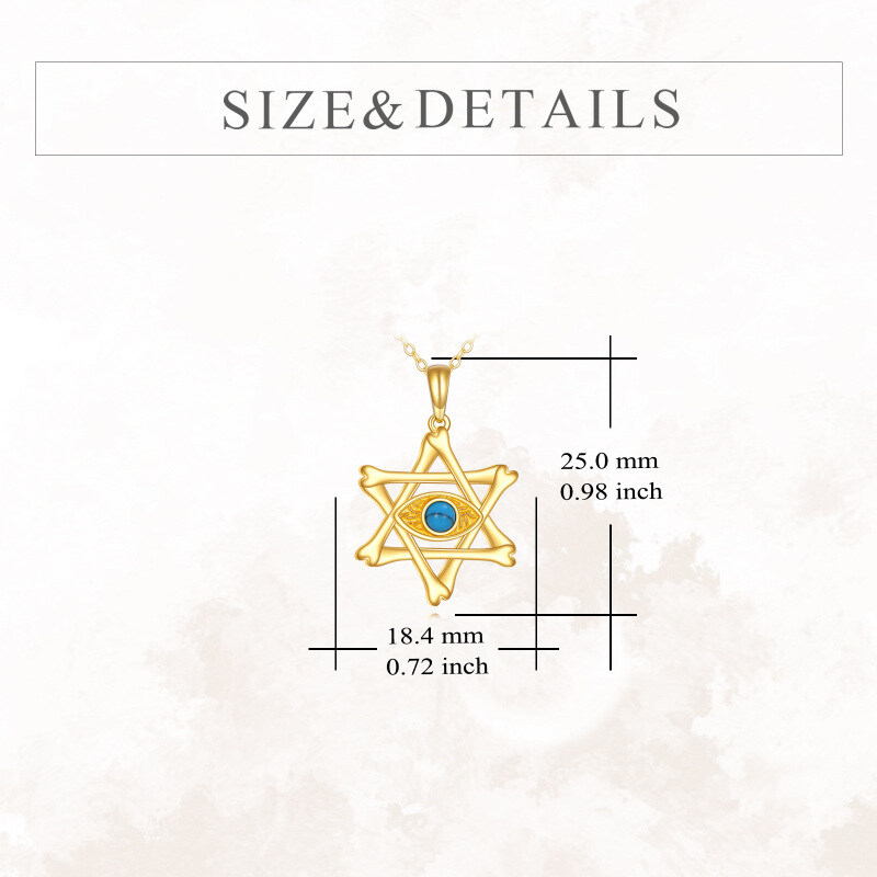 10K Gold Turquoise Evil Eye Pendant Necklace-4