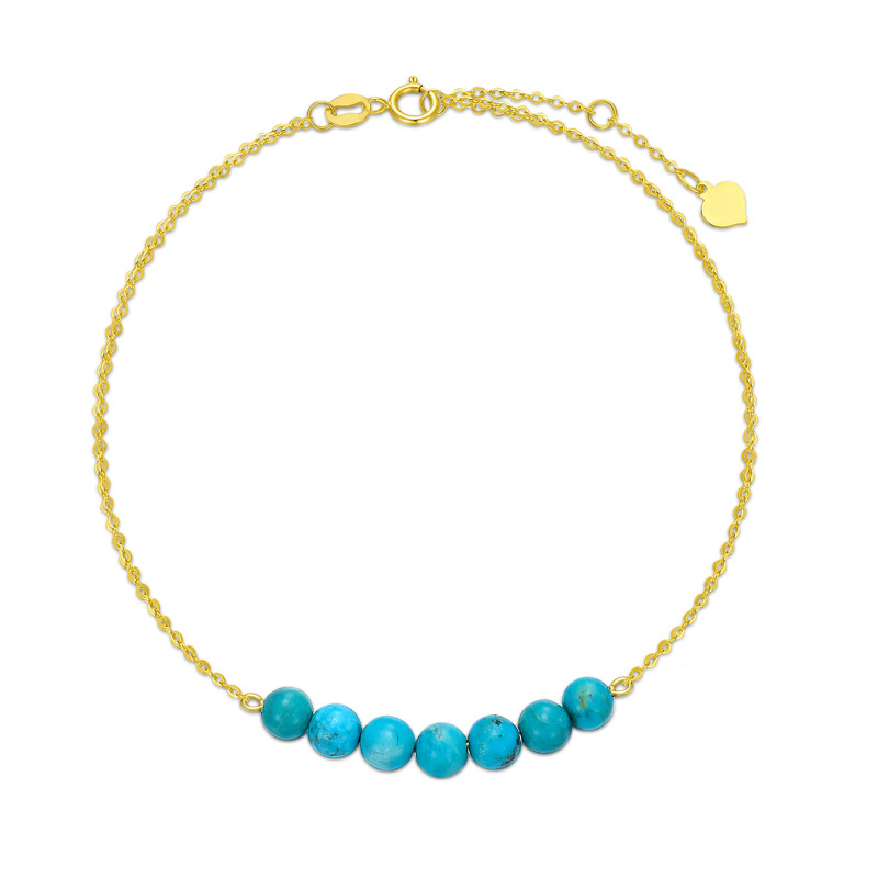 10K Gold Turquoise Metal Beads Bracelet-19