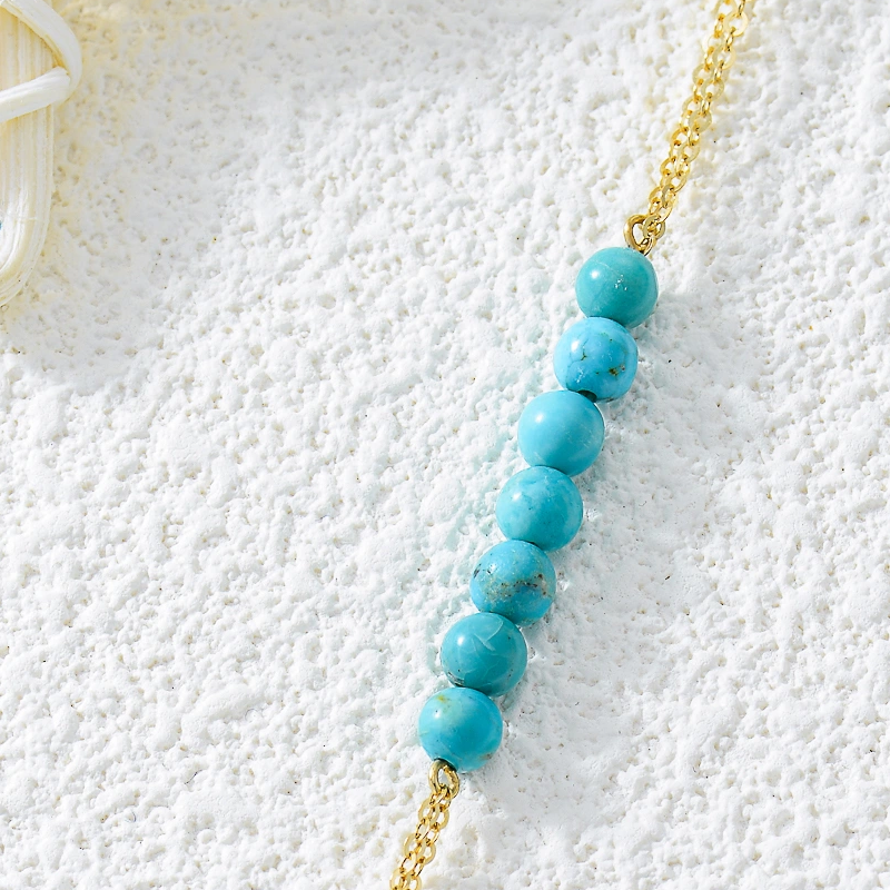 14K Gold Turquoise Metal Beads Bracelet-3