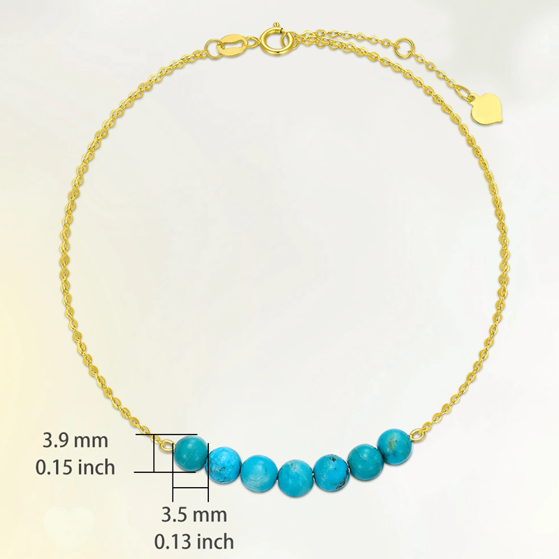 Pulseira de contas de metal turquesa de ouro 10K-5