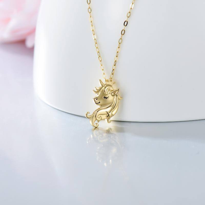 10K Gold Unicorn Pendant Necklace-3