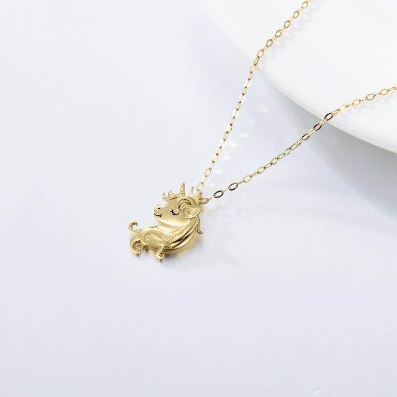 10K Gold Unicorn Pendant Necklace-4