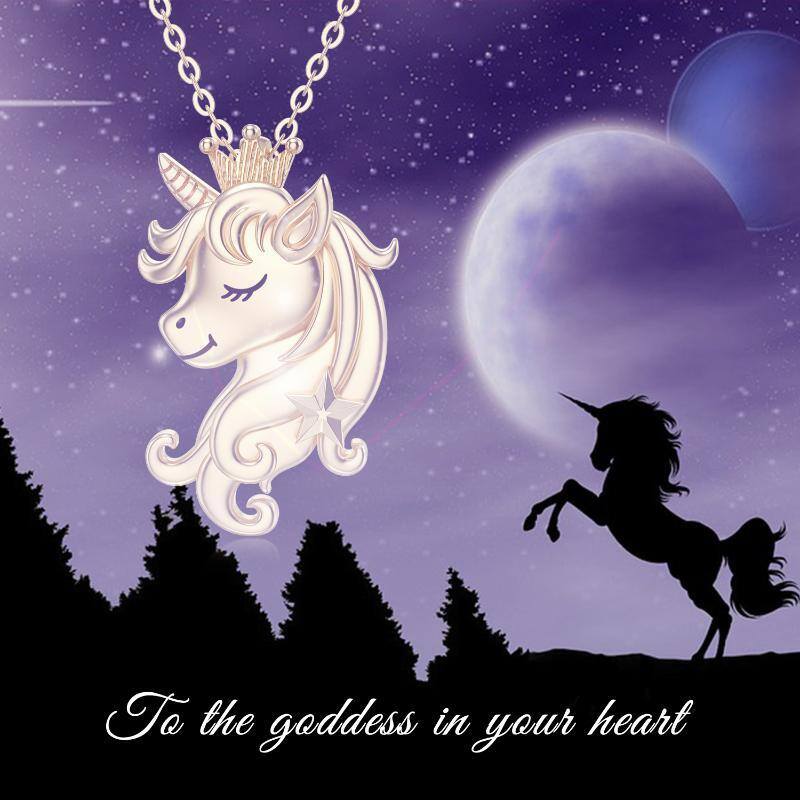 Colar com pendente de unicórnio em ouro 10K-6