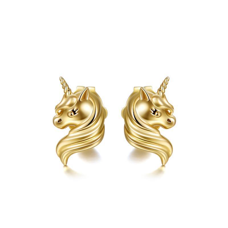 Pendientes Unicornio Oro 10K-1