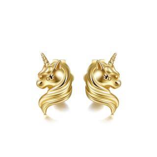 10K Gold Unicorn Stud Earrings-53