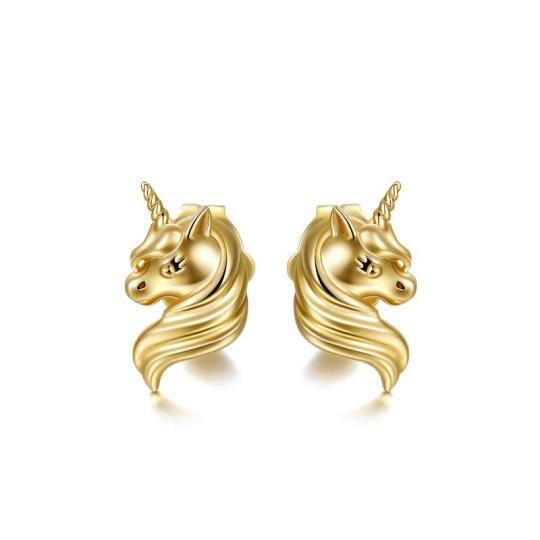 Boucles d'oreilles licorne en or 14K