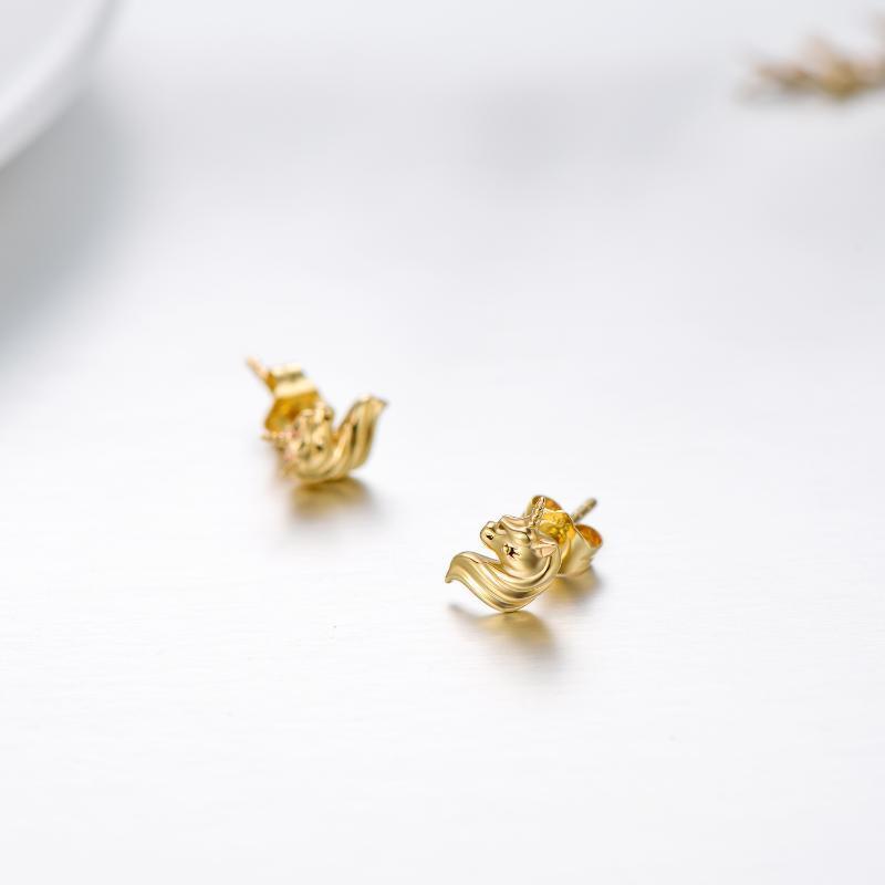 Pendientes Unicornio Oro 10K-3