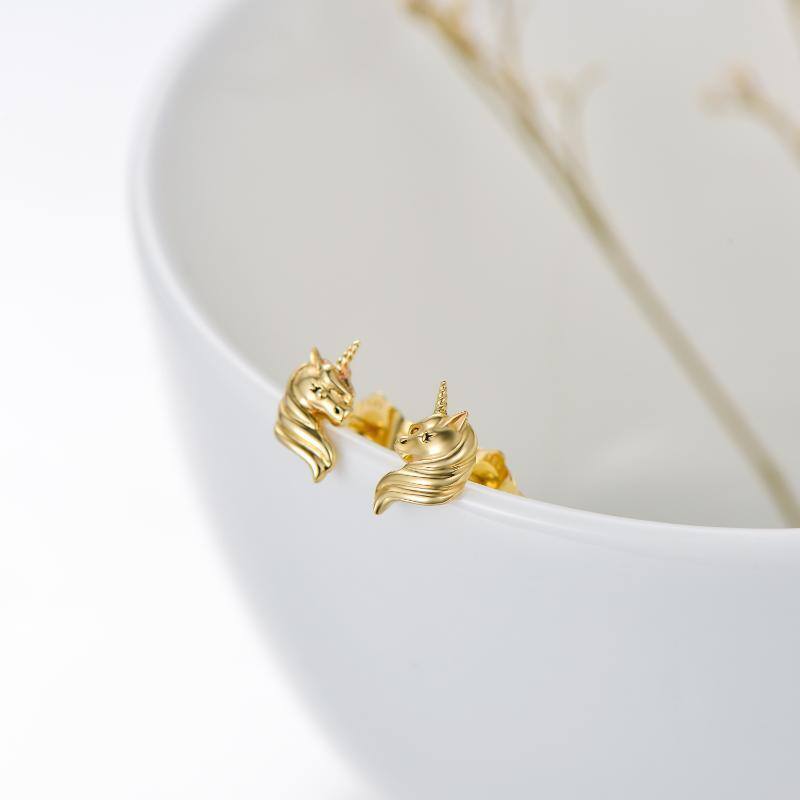 14K Gold Einhorn-Ohrstecker-4