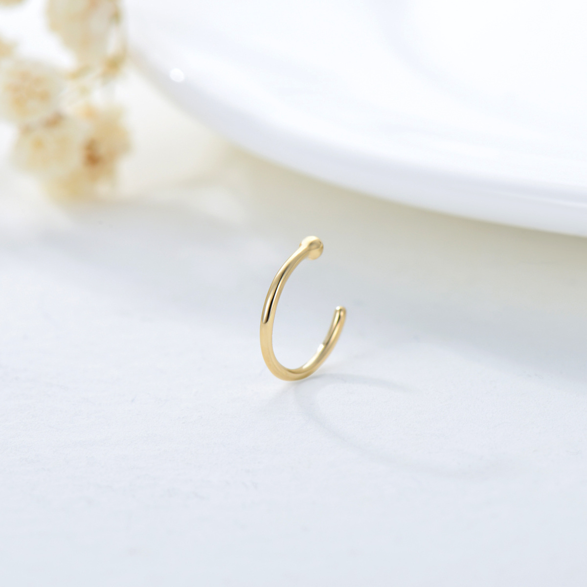 14K Gold Nasenring mit Kugel-3