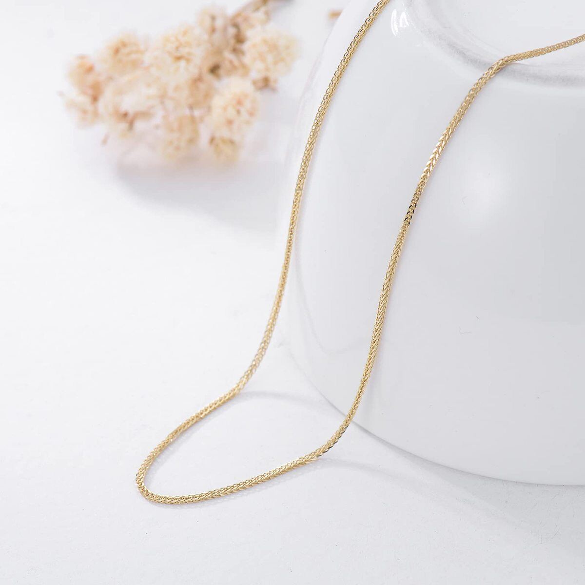 14K Gold Wheat Chain Necklace-2