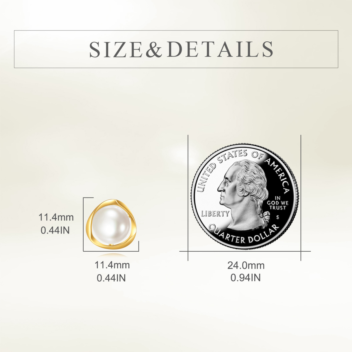 14K Gold White Round Pearl Stud Earrings-5