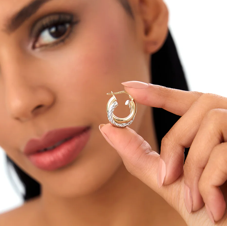 Argolas torcidas em ouro 14k e ouro branco-2