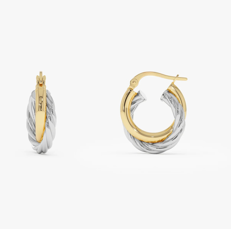 Obrączki skręcone ze złota 10K i białego złota-4