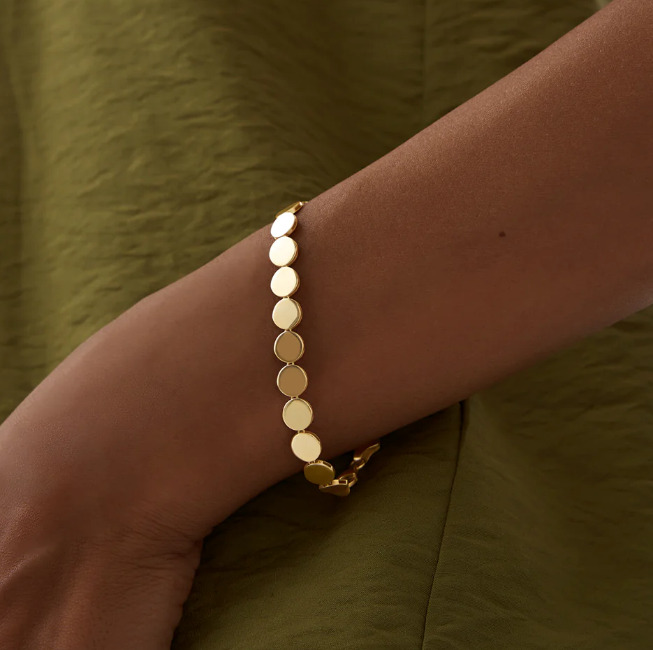 10K Gold Wide Round Link Bracelet 6.5mm-2