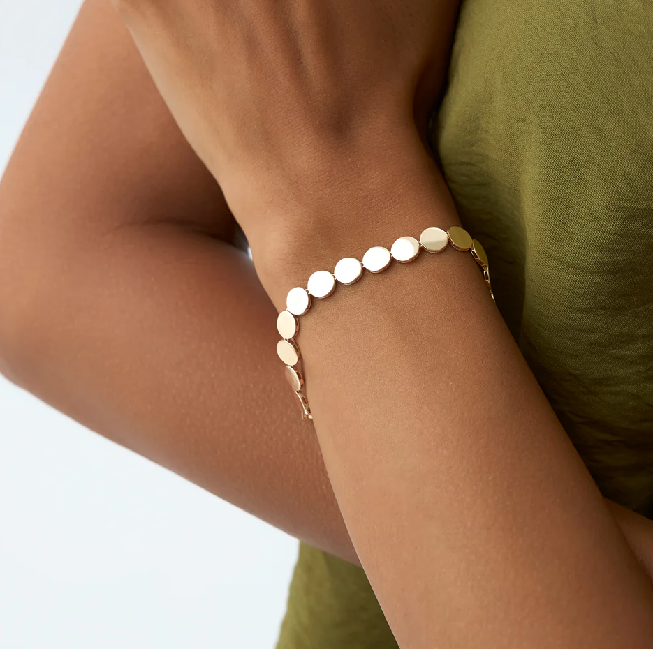 10K Gold Wide Round Link Bracelet 6.5mm-3