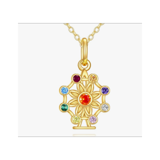 14K Gold Cubic Zirconia Wildflowers Pendant Necklace-1