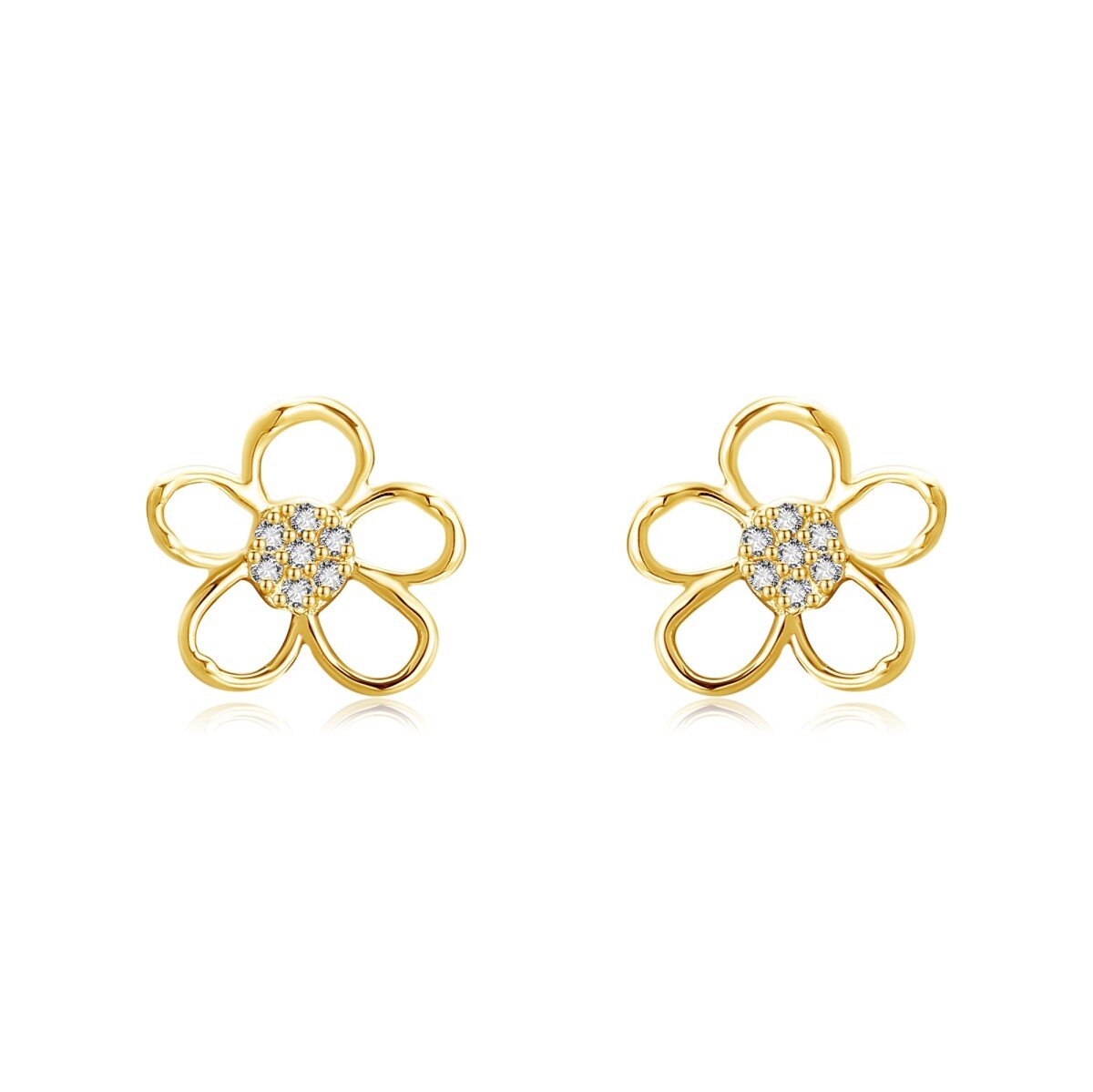 Boucles d'oreilles fleurs sauvages en or 14K à zircon cubique-1