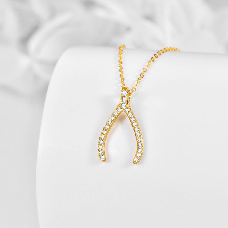 Collier pendentif en or blanc 10 carats et zircone cubique-3