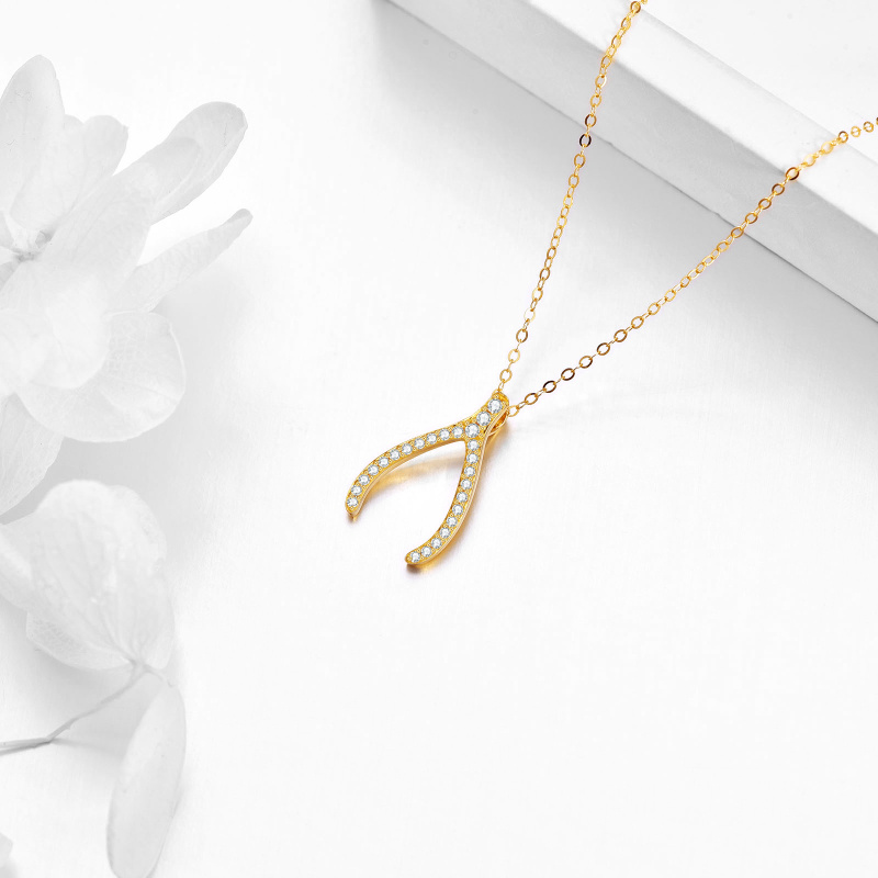 Collier pendentif en or blanc 10 carats et zircone cubique-4