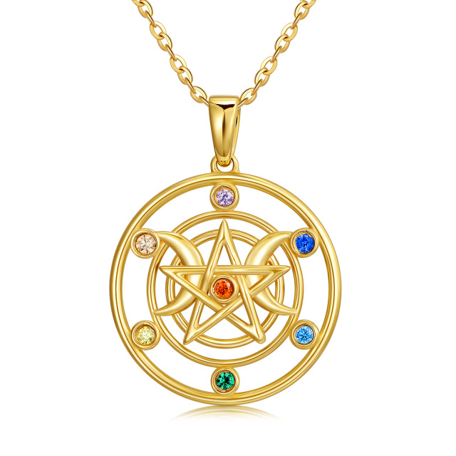 Collier pendentif nœud de sorcière en or 14K à zircon cubique