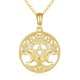 10K Gold Witches Knot Pendant Necklace-60