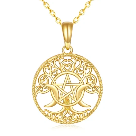 14K Gold Witches Knot Pendant Necklace