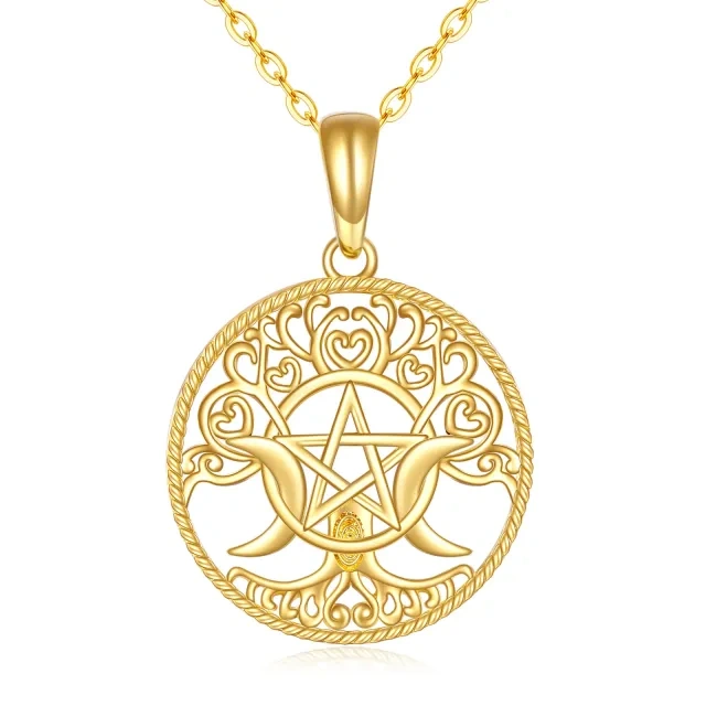 14K Gold Witches Knot Pendant Necklace-5