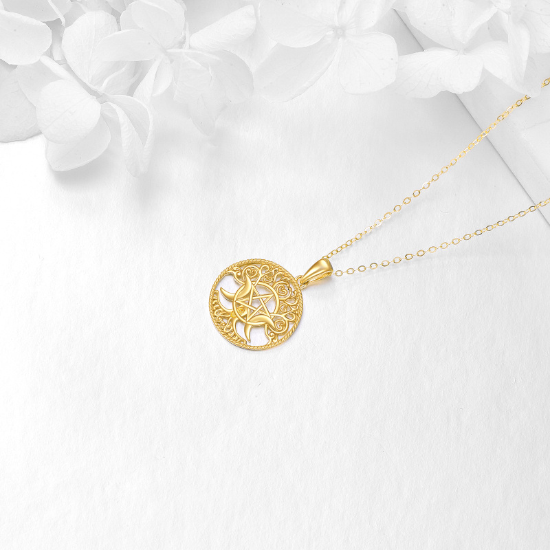 Colar com pendente de nó de bruxa em ouro 10K-4