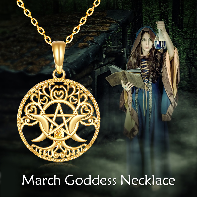 Colar com pendente de nó de bruxa em ouro 10K-5