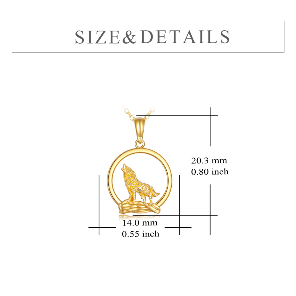 10K Gold Wolf Pendant Necklace-6