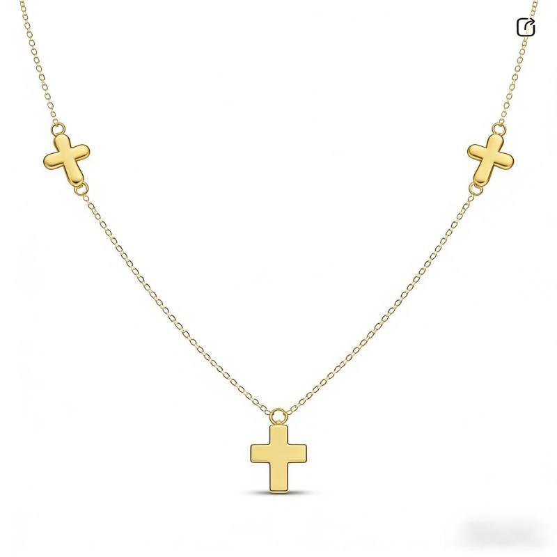 Collier croix en or 14K pour femme-1