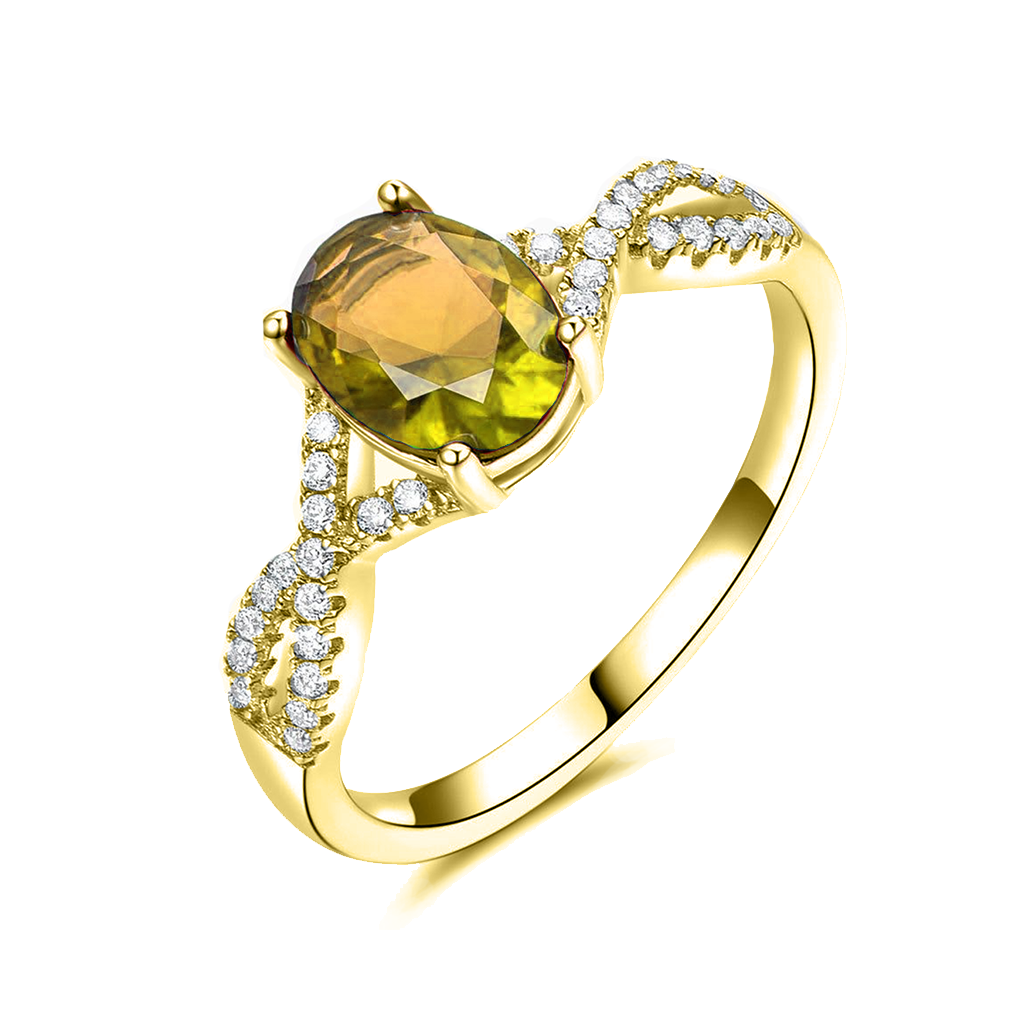 Bague en cristal jaune en or 14 carats-1