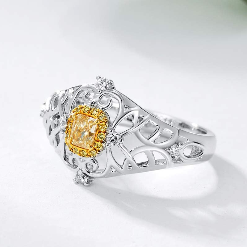 10K Gold Yellow Drill Custom Engraved Engagement Ring for Women-2