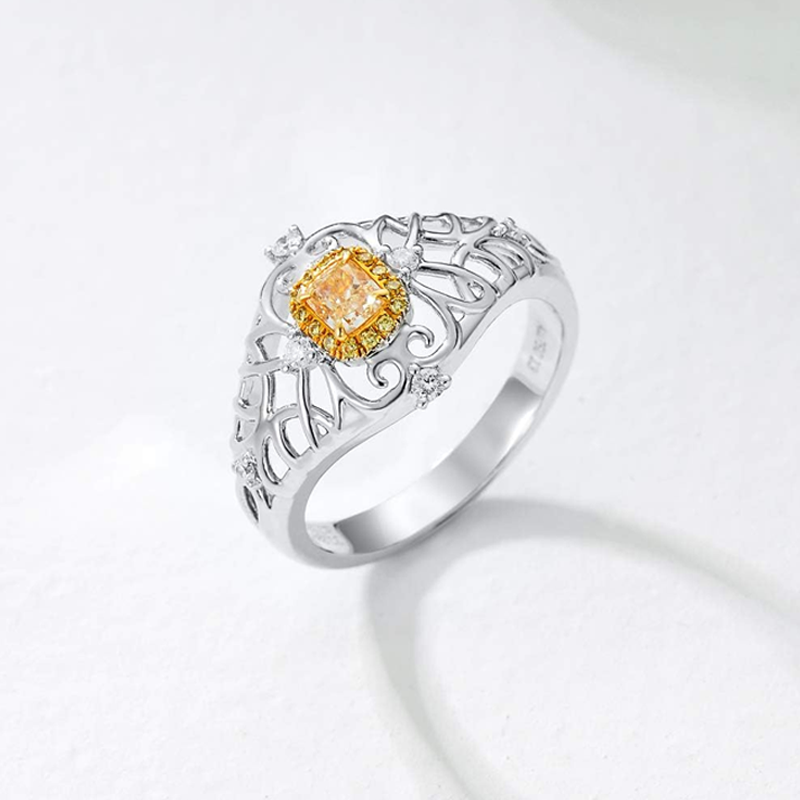 10K Gold Yellow Drill Custom Engraved Engagement Ring for Women-3