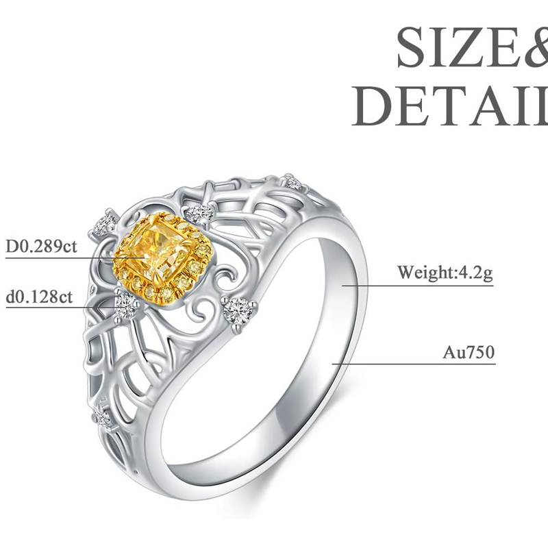 10K Gold Yellow Drill Custom Engraved Engagement Ring for Women-4