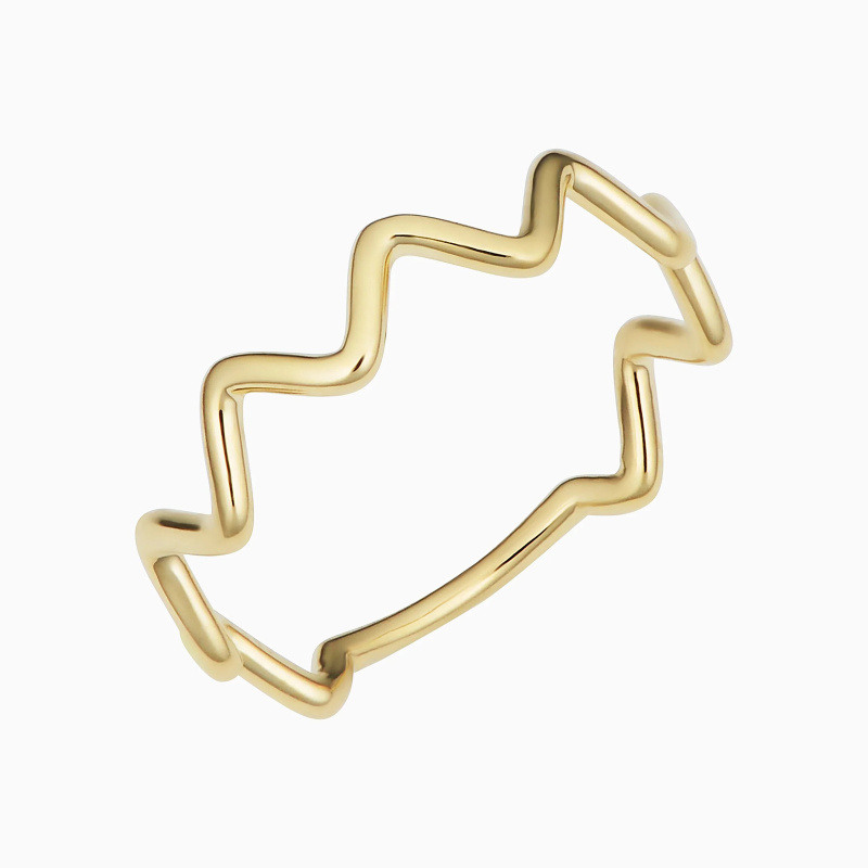 Anillo apilable de oro de 14 quilates en zigzag-3