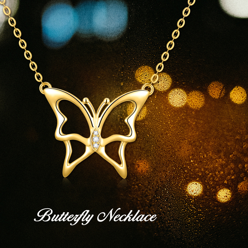 10K witgouden vlinderhanger met kubieke zirkonia-6