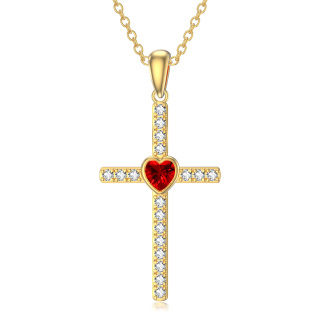 10K Gold Zircon Cross Pendant Necklace-35